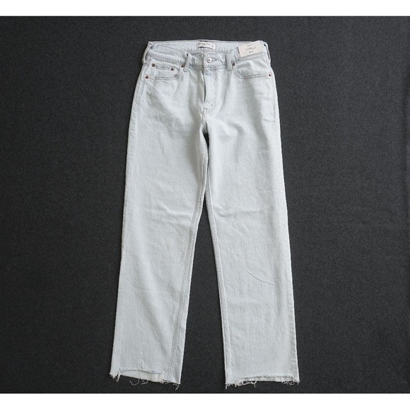 Abercrombie & Fitch The Baggy Low Rise Jeans Womens Long Raw Hem 27 / 4L - Picture 2 of 10